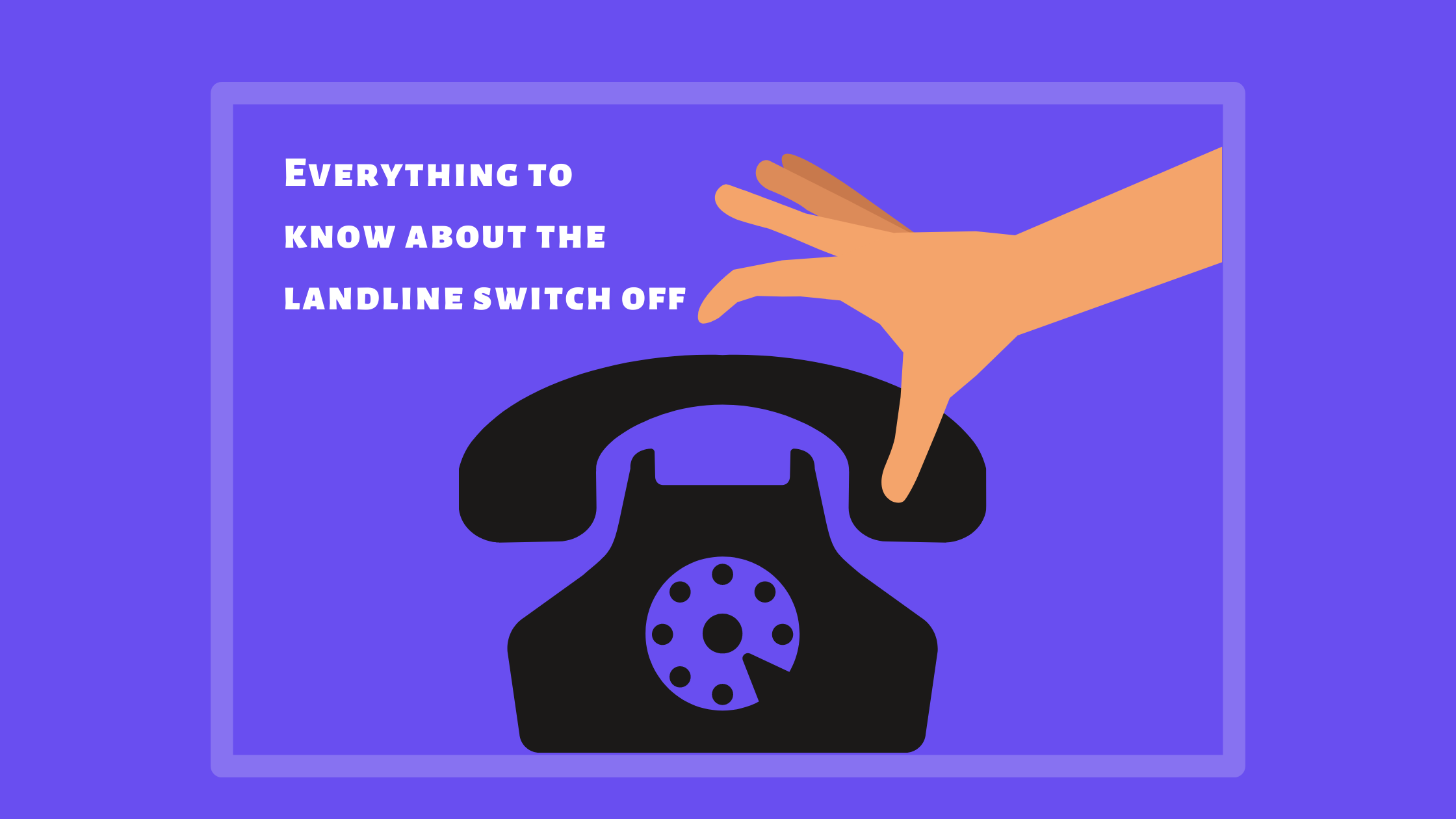 Purple background with graphic of a landline phone and a hand pick up the receiver
